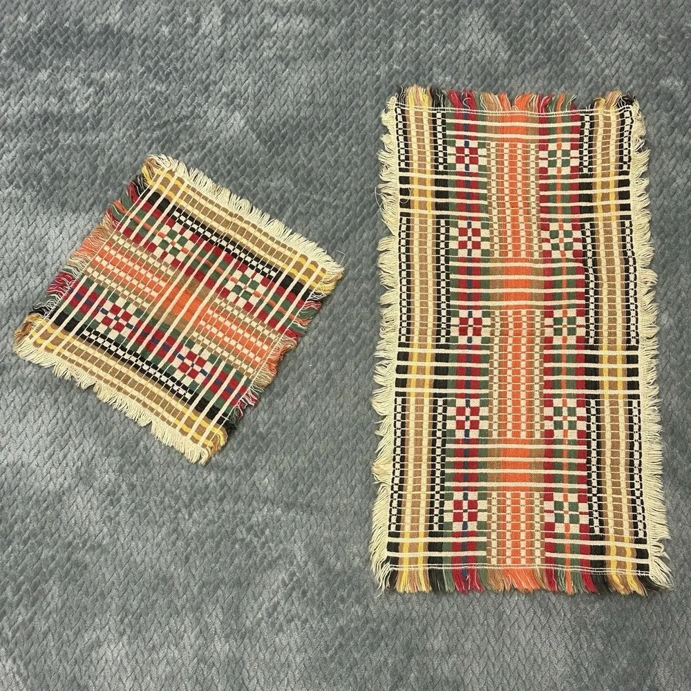 Vintage Textile Handmade Swedish Weaving Monks Belt Cloth 70s Table Runner Decor